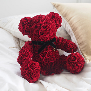 彼女へ贈るプロポーズフラワーギフト　メリアルーム　「数量限定」365輪の赤バラ製テディベア・ローズペアの商品画像